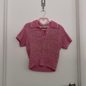 TheOpen Product Glitter Yarn Polo, Pink, S